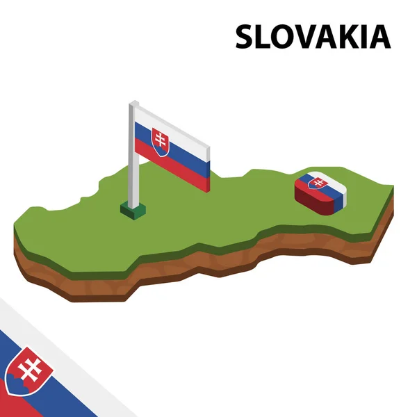 Isometric Map Flag Slovakia Isometric Vector Illustration — Stock Vector