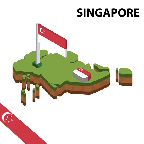 Mapa Isométrico Bandeira Singapura Ilustração Vetorial Isométrica — Vetor de Stock