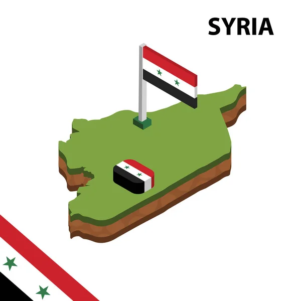 Mapa Isométrico Bandera Siria Ilustración Vectorial Isométrica — Vector de stock