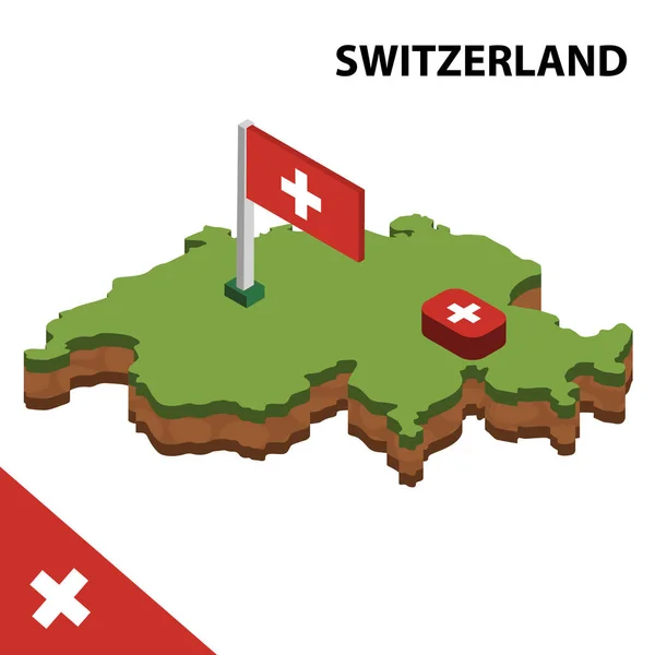 Isometric Map Flag Switzerland Isometric Vector Illustration — Stock Vector