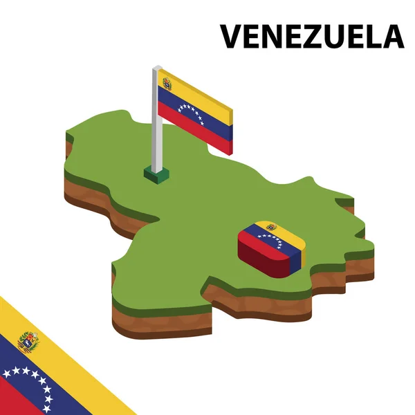 Isometrisk Karta Och Flagga Venezuela Isometrisk Vektor Illustration — Stock vektor