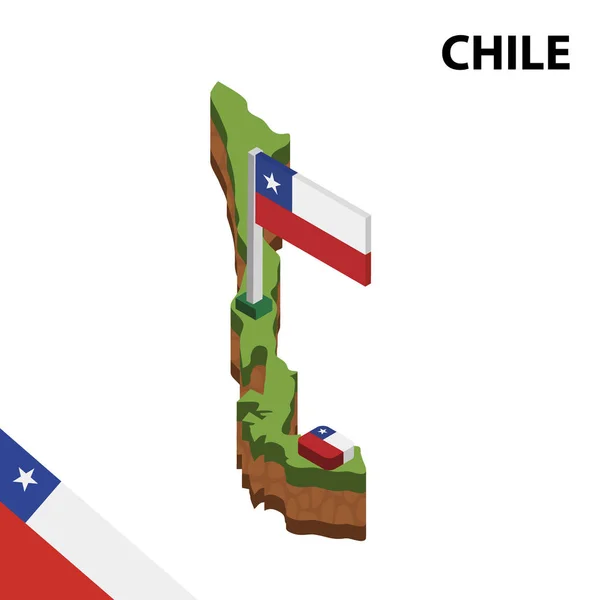 Isometric Map Flag Chile Isometric Vector Illustration Royalty Free Stock Vectors
