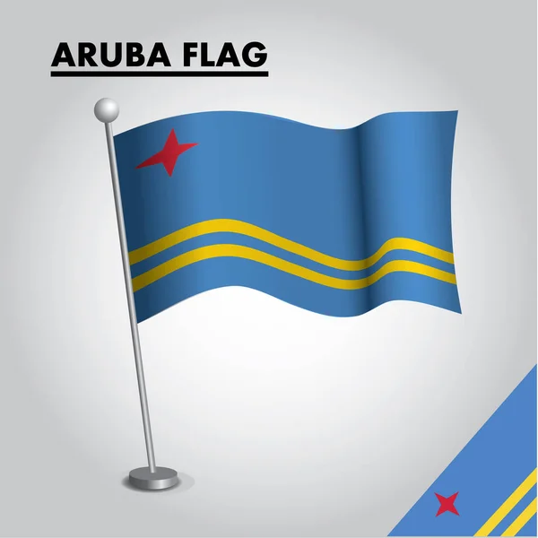 Aruba Flagga Ikon Aruba Nationella Flagga Stolpe — Stock vektor