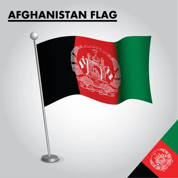 Icono Bandera Afganistán Bandera Nacional Afganistán Poste — Vector de stock