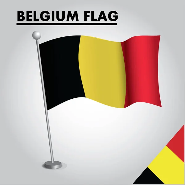 België Vlag Icoon Nationale Vlag Van België Een Paal — Stockvector
