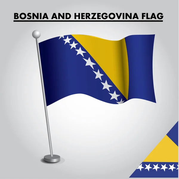 Ikona Flagi Bośni Hercegowiny Narodowa Flaga Bośni Hercegowiny Słupie — Wektor stockowy