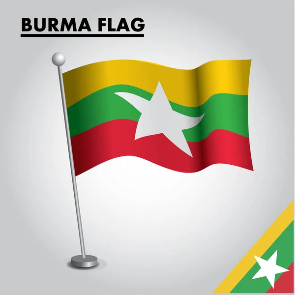 Значок Флага Burma Государственный Флаг Бурма Шесте — стоковый вектор