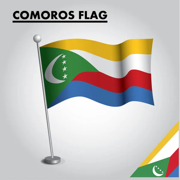 Ikonen För Comoros Flagga Komorernas Flagga Stolpe — Stock vektor