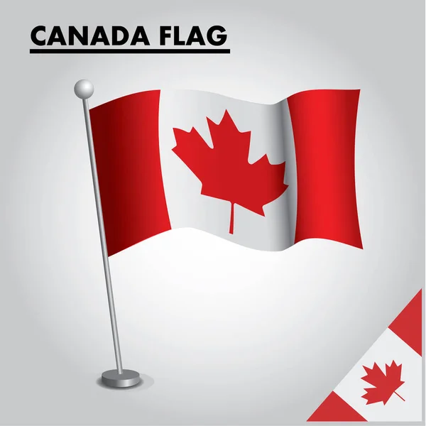 Значок Флага Канада Государственный Флаг Канада Шесте Лицензионные Стоковые Векторы