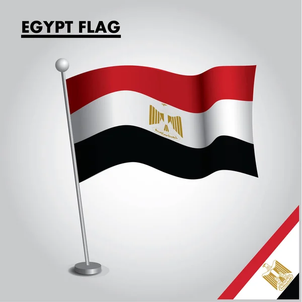 Ikone Ägyptischer Flagge Nationalflagge Ägyptens Einer Stange — Stockvektor