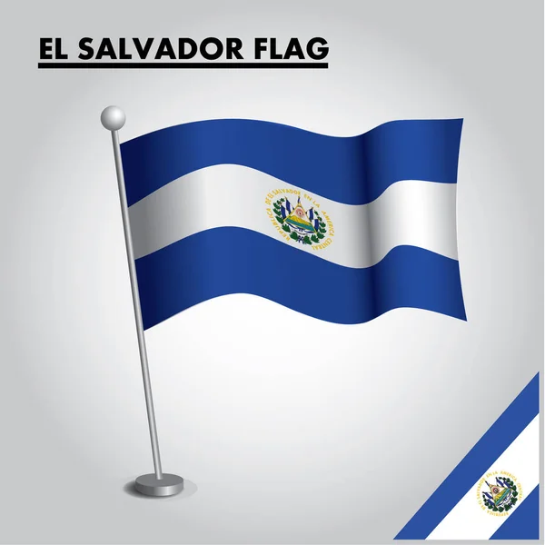 Значок Флага Эль Салвадора Государственный Флаг Сальвадора Шесте — стоковый вектор