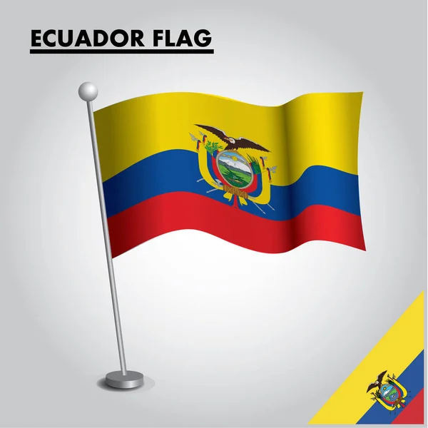 Значок Флага Ecuador Государственный Флаг Ecuador Шесте Стоковый вектор