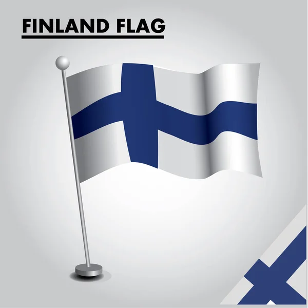 フィンランド国旗アイコン ポールにフィンランドの国旗 — ストックベクタ