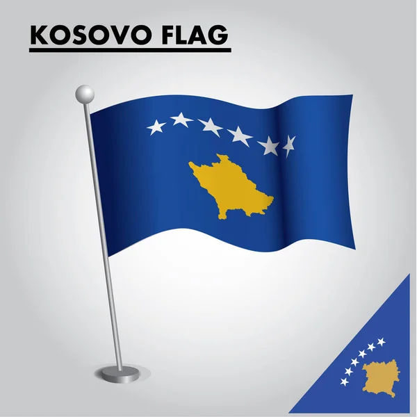 Drapeau National Kosovo Sur Poteau — Image vectorielle