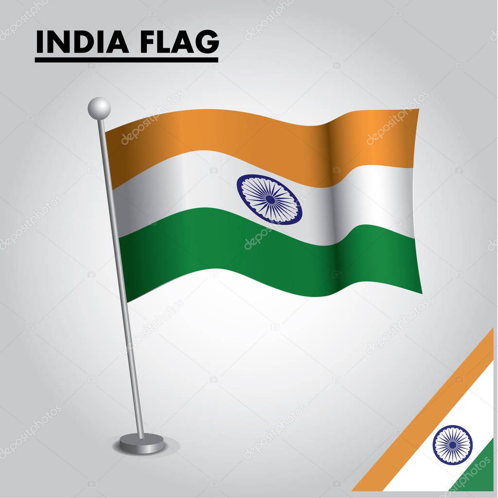 National flag of INDIA on a pole