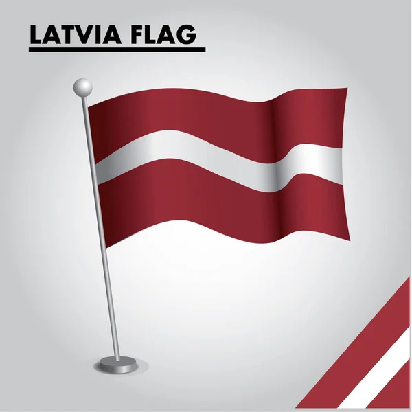 Nationalflagge Von Lettland Auf Einer Stange — Stockvektor