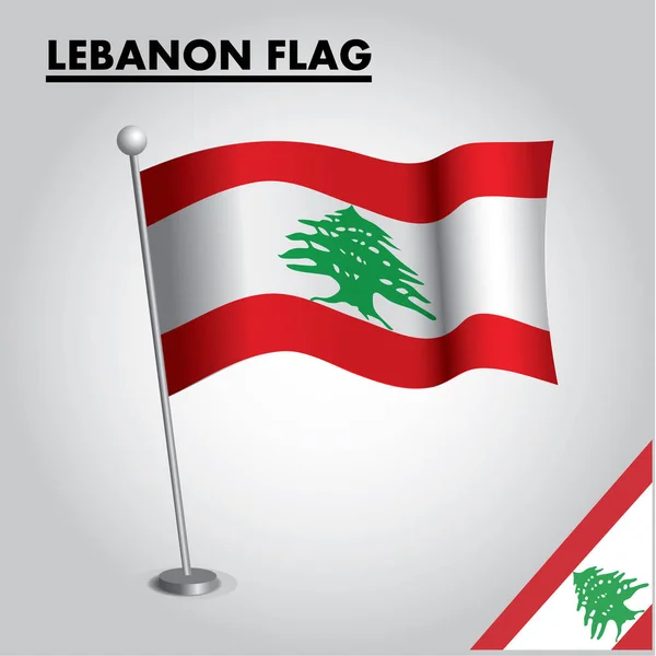 Nationalflagge Von Libanon Auf Einer Stange — Stockvektor