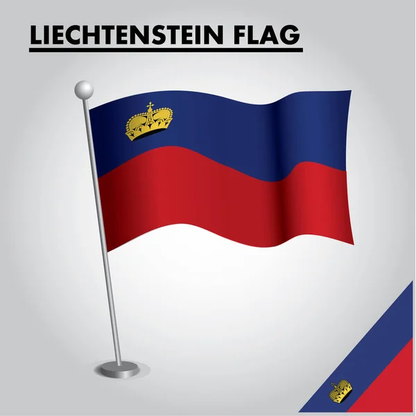 Bendera Nasional Liechtenstein Pada Sebuah Tiang - Stok Vektor