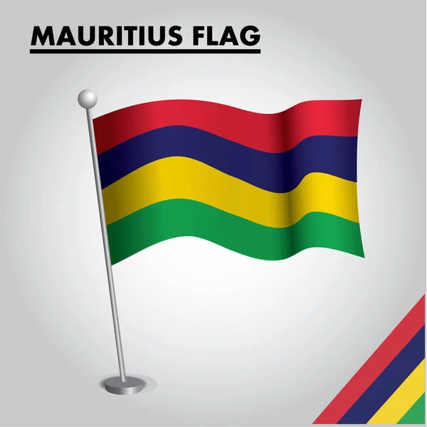 Государственный Флаг Мауритиуса Шесте — стоковый вектор