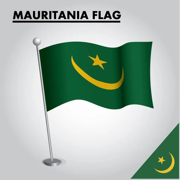 Bandera Nacional Mauritania Palo — Vector de stock