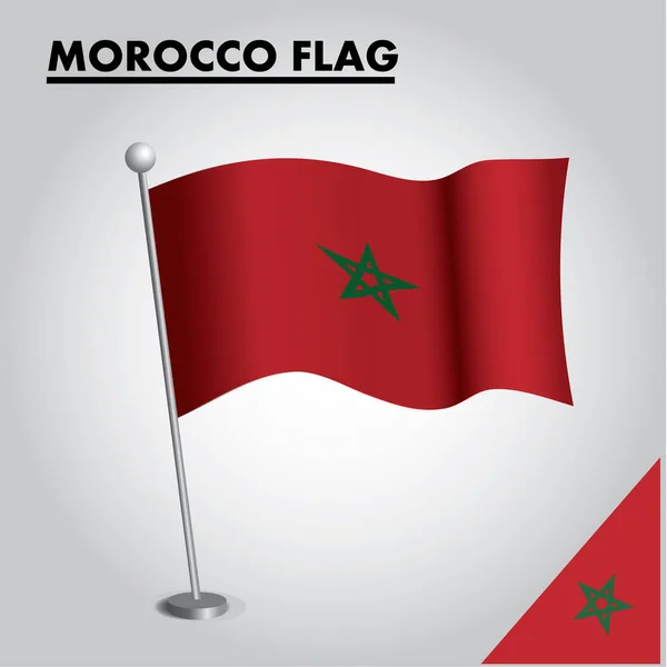 Nationalflagge Marokkos Einer Stange — Stockvektor