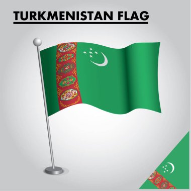 Türkmenistan 'ın Ulusal bayrağı bir kutup üzerinde