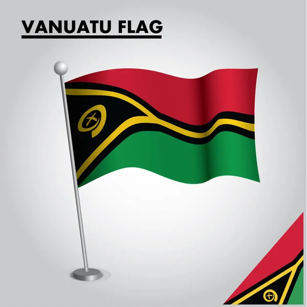 Drapeau National Vanuatu Sur Poteau — Image vectorielle