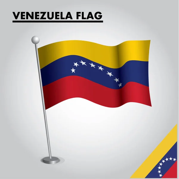 委内瑞拉国旗在杆上 — 图库矢量图片