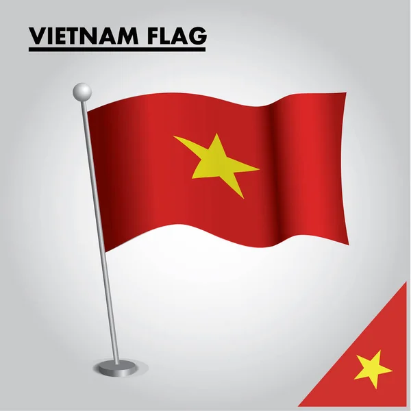 Bendera Nasional Vietnam Pada Sebuah Tiang - Stok Vektor