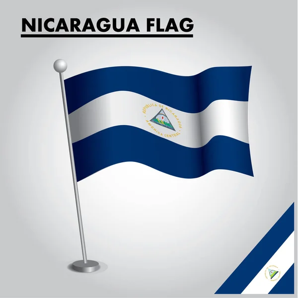 National Flag Nicaragua Pole — Stock Vector