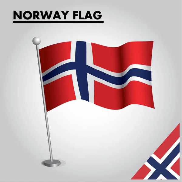 ポール上のノルウェーの国旗 — ストックベクタ