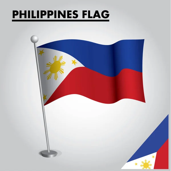 Nationalflagge Der Philippinen Einer Stange — Stockvektor