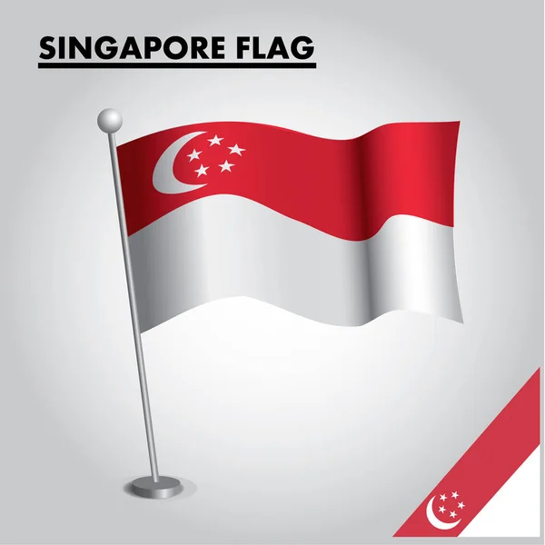 National Flag Singapore Pole — Stock Vector