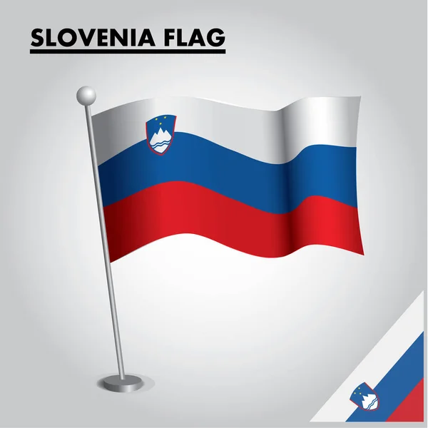 Drapeau National Slovénie Sur Poteau — Image vectorielle