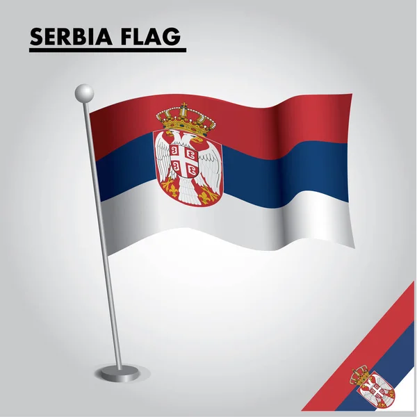 Narodowa Flaga Serbii Słupie — Wektor stockowy