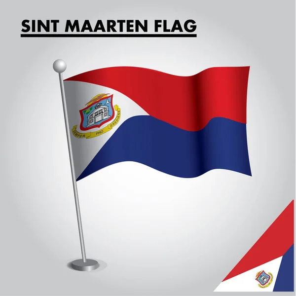 Nationale Vlag Van Sint Maarten Pole — Stockvector