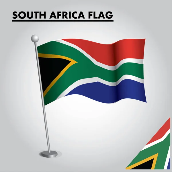 Drapeau National Afrique Sud Sur Poteau — Image vectorielle