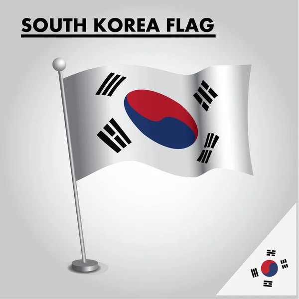 Bandera Nacional Corea Del Sur Poste — Archivo Imágenes Vectoriales