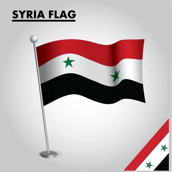 Nationalflagge Syriens Auf Einer Stange — Stockvektor