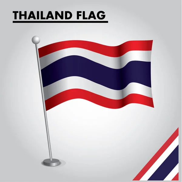 Bandera Nacional Tailandia Palo — Vector de stock