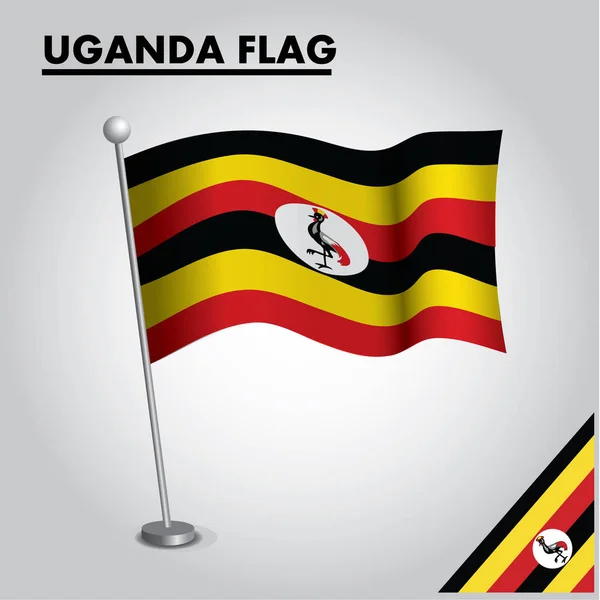 Ugandas Flagga Stolpe — Stock vektor