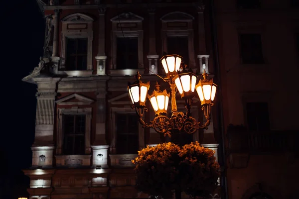Lviv Ucrania Julio 2016 Primer Plano Una Linterna Calle Con — Foto de Stock