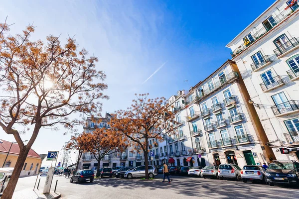 Lissabon Portugal Januar 2018 Gebäude Mit Einer Weiß Blauen Fassade — Stockfoto