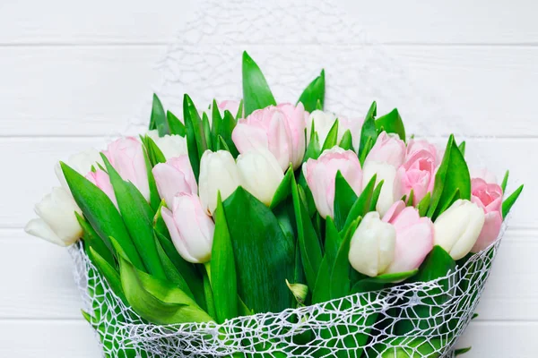 Bloemen Tulpen Als Een Symbool Van Maart Dag Van Vrouw — Stockfoto