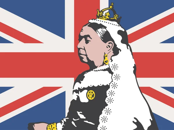 Rainha Vitória Vector Ilustração Desenho Victoria Antiga Rainha Inglaterra Contra — Vetor de Stock