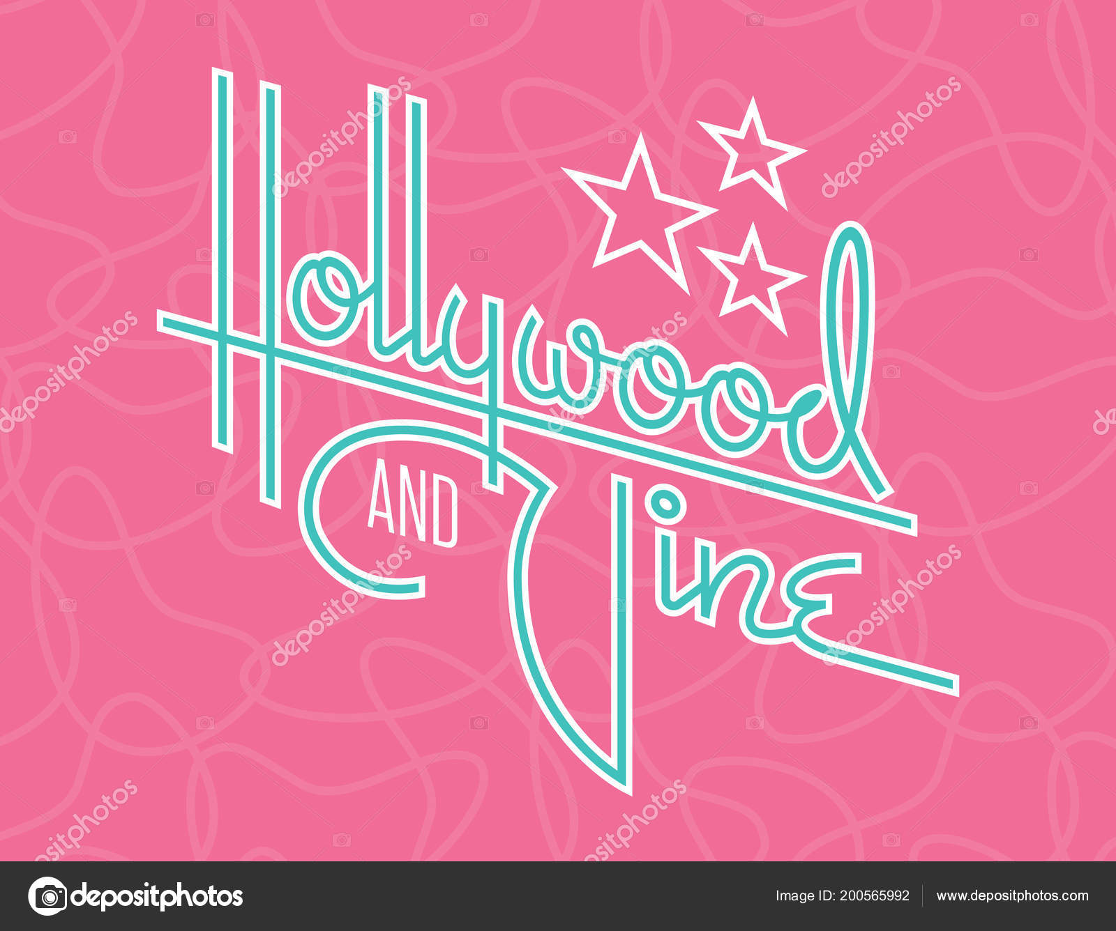 Hollywood And Vine Retro Vector Design With Starscustom Hand Drawn Hollywood And Vine Retro Vector Design With Starscustom Hand Drawn