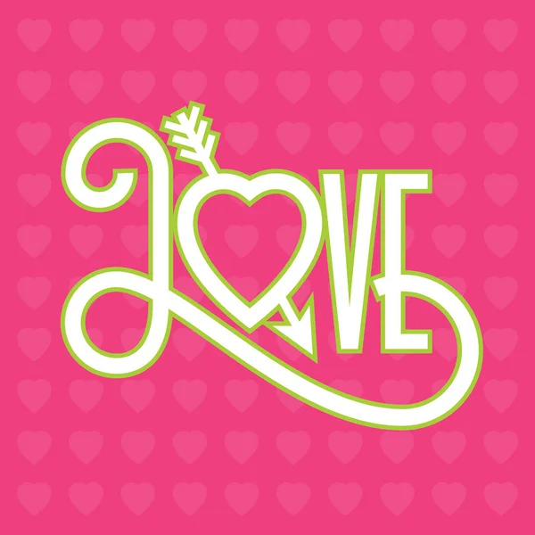 Love Flat Design Typografische Illustration Mit Pfeil Durch Heart Ornate — Stockvektor