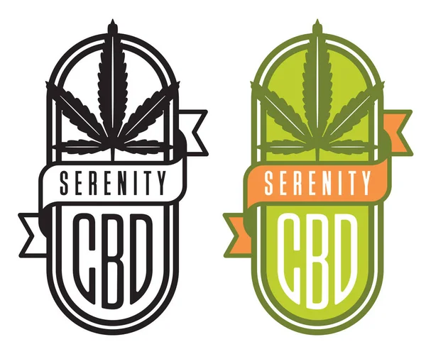 Cannabis Cbd Vector Logo Badge Cannabis Leaf Design Cbd Serenity — Stock Vector