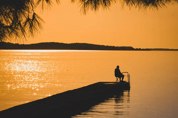 Fisherman Jetty Sea Sunset — Stock Photo, Image