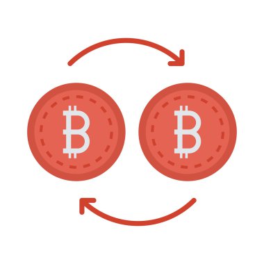 vektör çizim tasarım beyaz arka plan üzerinde izole kırmızı bitcoin simgeleri